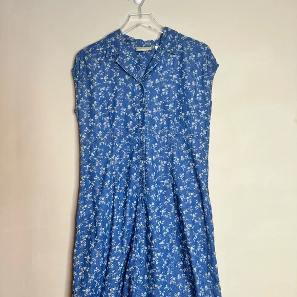 Liz Claiborne Sleeveless Denim Country Floral Maxi Boho Dress - Picture 2 of 8